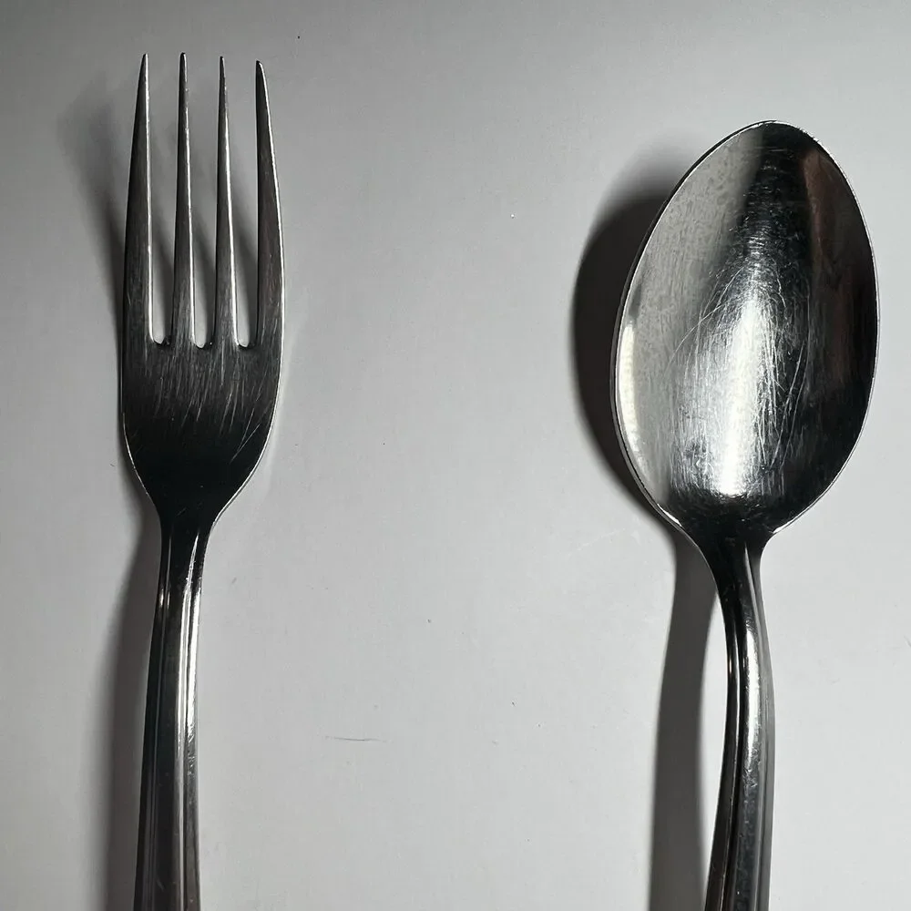 Vintage EKCO EKS7 Chevron Stainless Steel Flatware Dinner Fork Spoon Lot USA